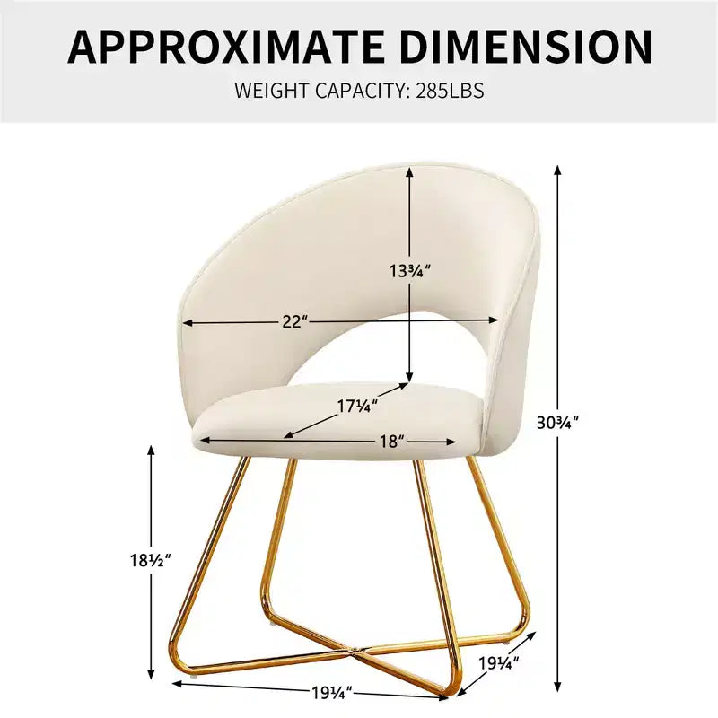 Furniliving Faux Velvet Vanity Chair, Modern Accent Chair for Vanity, Upholstered Makeup Stoolfor Bedroom, Living Room, Dressing Room