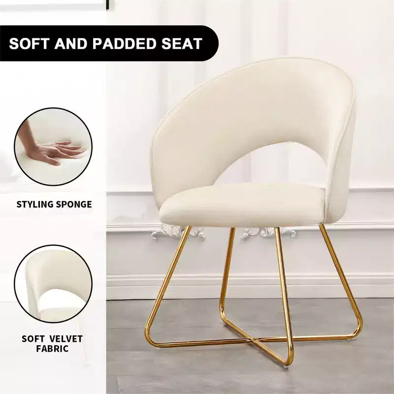Furniliving Faux Velvet Vanity Chair, Modern Accent Chair for Vanity, Upholstered Makeup Stoolfor Bedroom, Living Room, Dressing Room