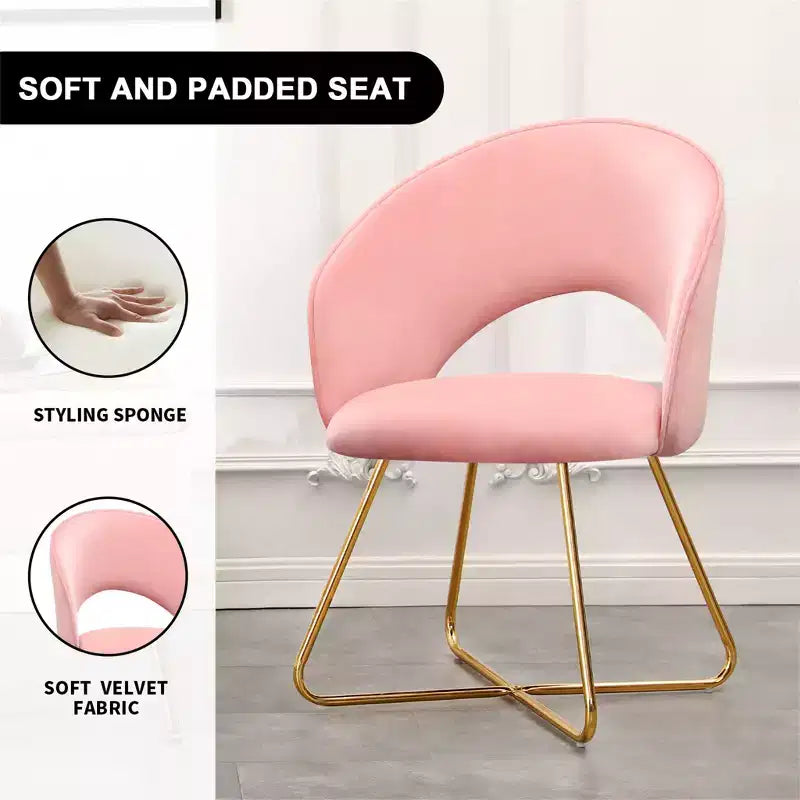 Furniliving Faux Velvet Vanity Chair, Modern Accent Chair for Vanity, Upholstered Makeup Stoolfor Bedroom, Living Room, Dressing Room