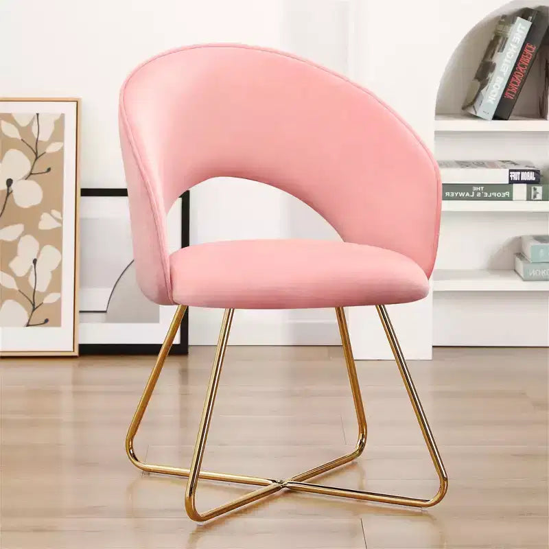 Furniliving Faux Velvet Vanity Chair, Modern Accent Chair for Vanity, Upholstered Makeup Stoolfor Bedroom, Living Room, Dressing Room
