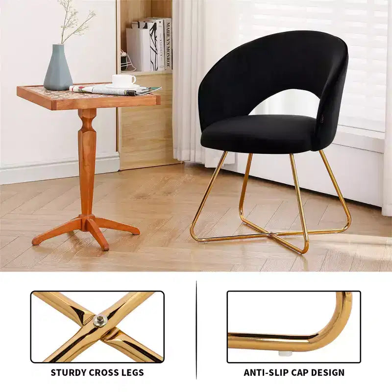 Furniliving Faux Velvet Vanity Chair, Modern Accent Chair for Vanity, Upholstered Makeup Stoolfor Bedroom, Living Room, Dressing Room