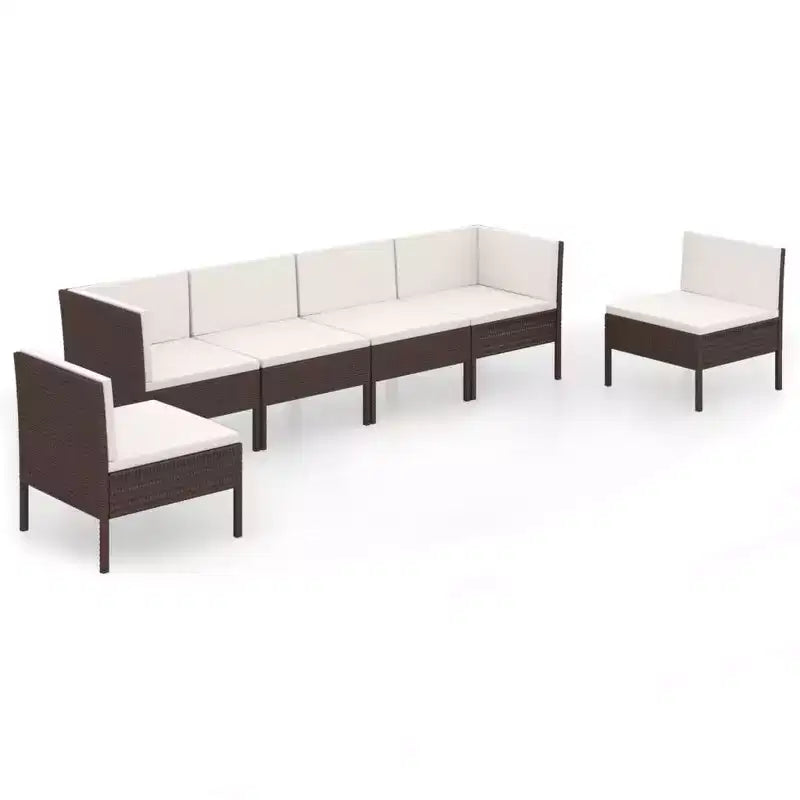 vidaXL Garden Lounge Set Patio Sectional Sofa Couch Outdoor Poly Rattan Brown