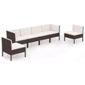 vidaXL Garden Lounge Set Patio Sectional Sofa Couch Outdoor Poly Rattan Brown