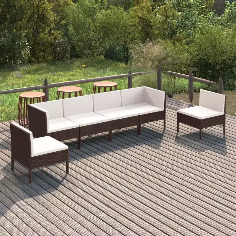 vidaXL Salon de jardin canapé sectionnel en rotin synthétique marron pour terrasse et extérieur