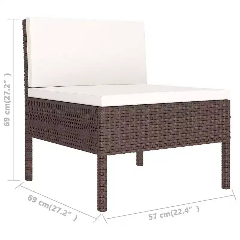 vidaXL Salon de jardin canapé sectionnel en rotin synthétique marron pour terrasse et extérieur