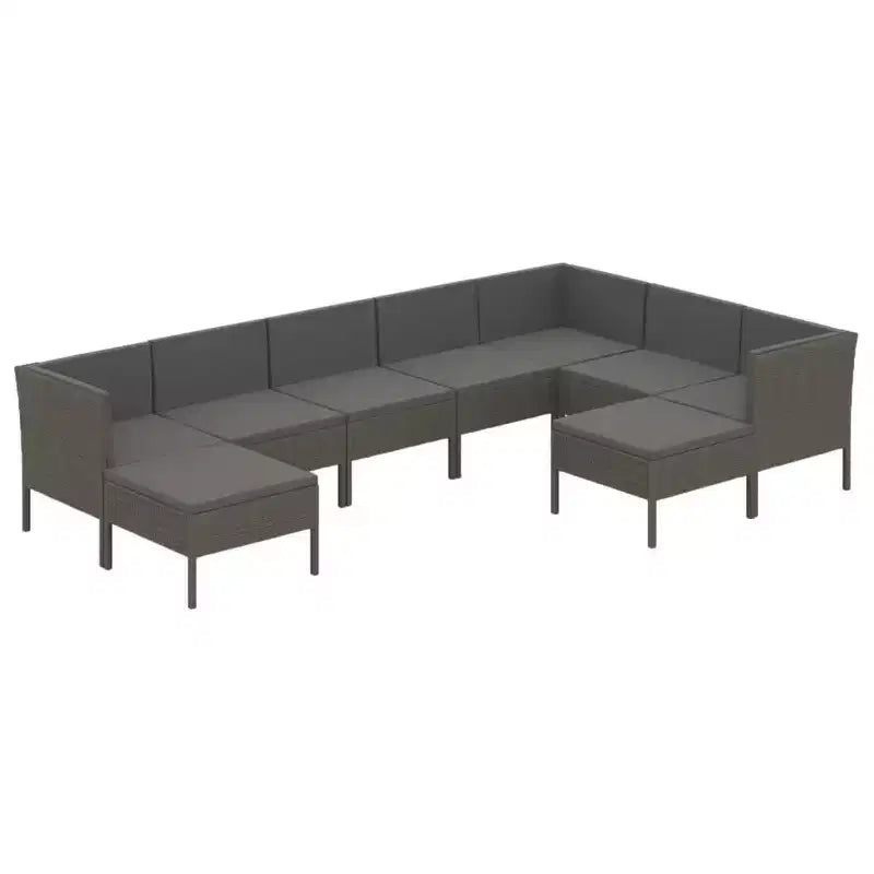 vidaXL Patio Lounge Set Outdoor Sectional Sofa Set Table Poly Rattan Gray