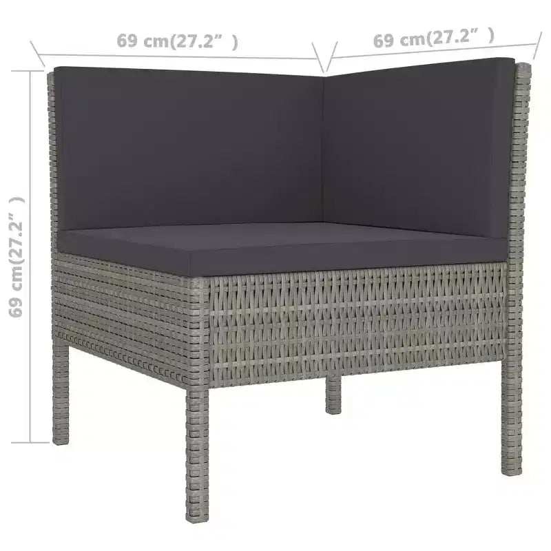 vidaXL Salon de jardin modulaire avec table en résine tressée gris