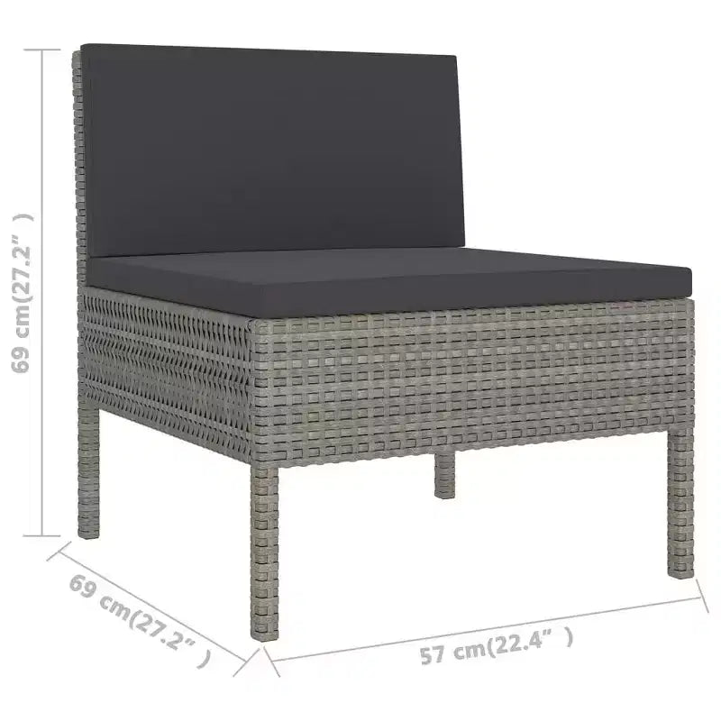 vidaXL Salon de jardin modulaire avec table en résine tressée gris
