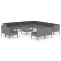 vidaXL Garden Lounge Set Patio Sectional Sofa Couch Outdoor Poly Rattan Grey