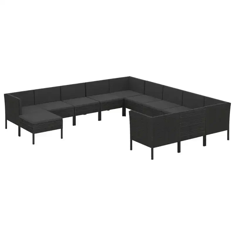 vidaXL Garden Lounge Set Patio Sectional Sofa Couch Outdoor Poly Rattan Black