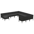 vidaXL Garden Lounge Set Patio Sectional Sofa Couch Outdoor Poly Rattan Black