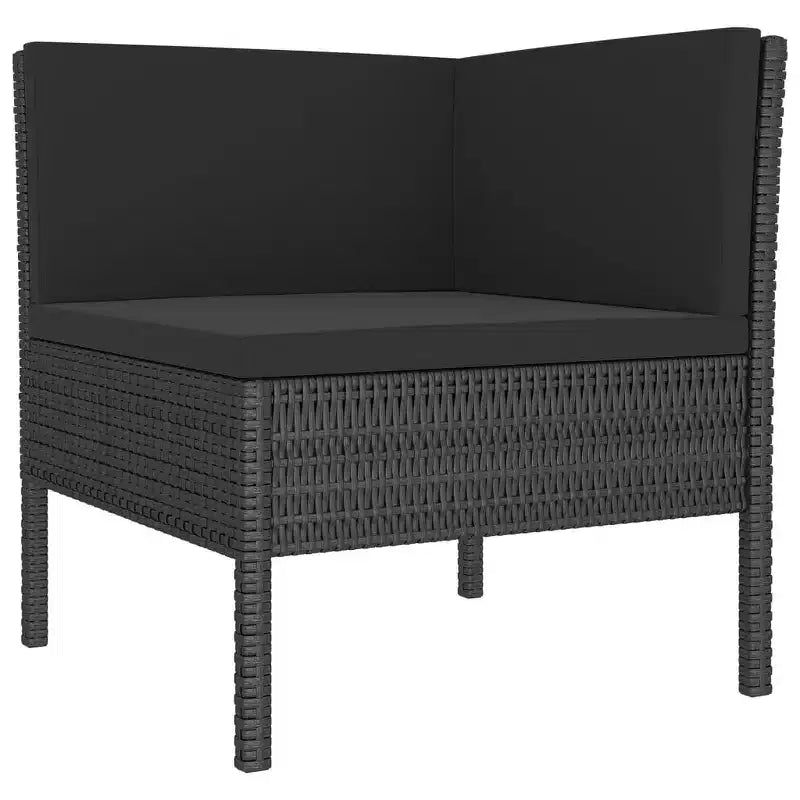 vidaXL Salon de jardin canapé d'angle en résine tressée Noir