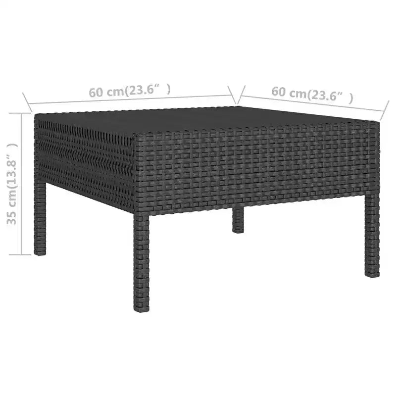 vidaXL Salon de jardin modulaire avec table, résine tressée, noir