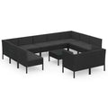 vidaXL Patio Lounge Set Outdoor Sectional Sofa Set Table Poly Rattan Black