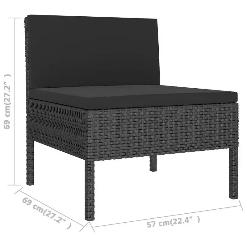 vidaXL Salon de jardin modulaire avec table en résine tressée noir