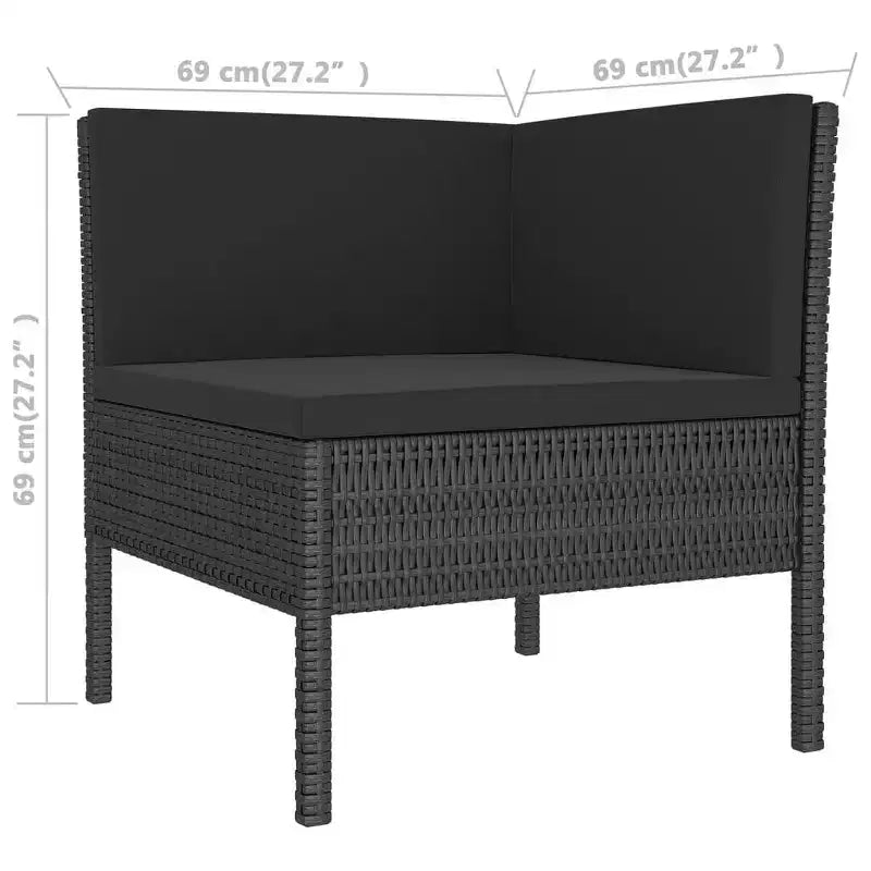 vidaXL Salon de jardin modulaire avec table en résine tressée noir