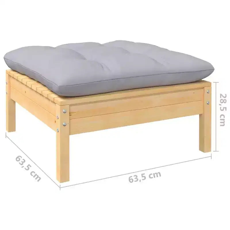 vidaXL Salon de jardin en pin massif - 10 pièces, avec coussins gris, modulable, facile à nettoyer, pour l'intérieur/l'extérieur