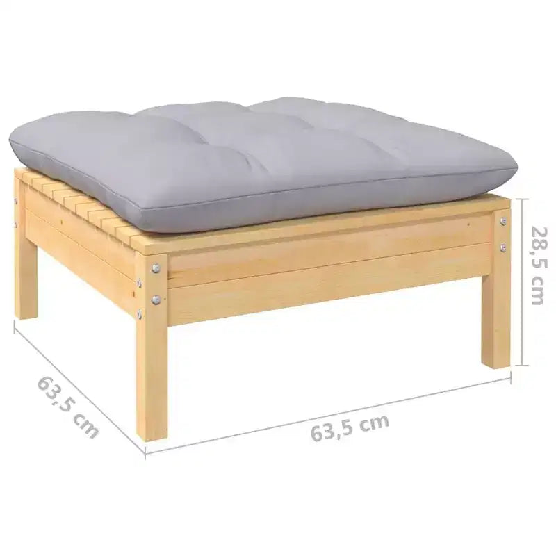 vidaXL Salon de jardin gris Bois de pin massif, tissu (100 % polyester)