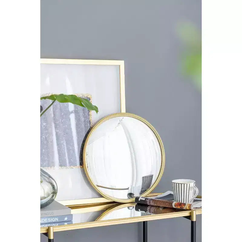 Miroir rond, miroir circulaire avec cadre en fer pour salon, chambre, coiffeuse, entrée, couloir, doré