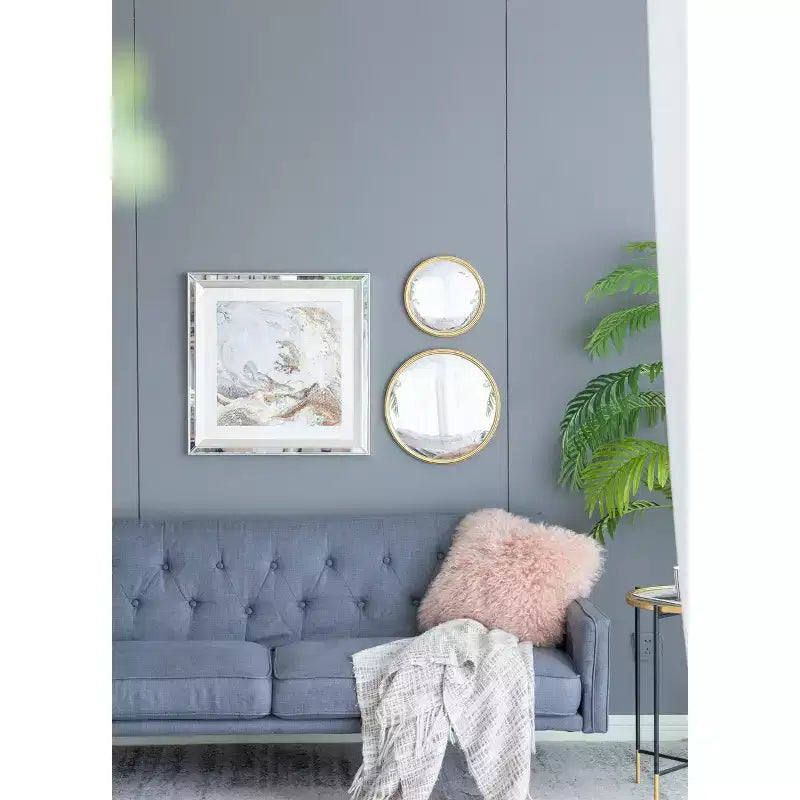 Miroir rond, miroir circulaire avec cadre en fer pour salon, chambre, coiffeuse, entrée, couloir, doré