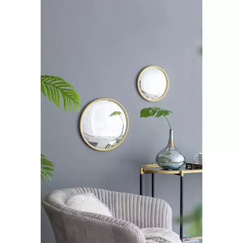Miroir rond, miroir circulaire avec cadre en fer pour salon, chambre, coiffeuse, entrée, couloir, doré