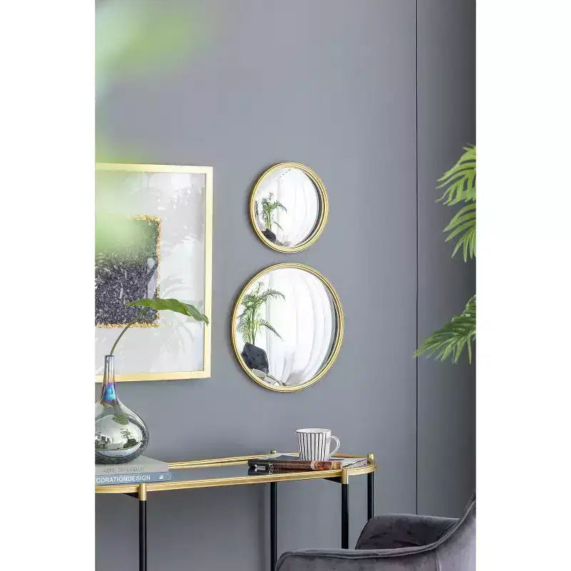 Miroir rond, miroir circulaire avec cadre en fer pour salon, chambre, coiffeuse, entrée, couloir, doré