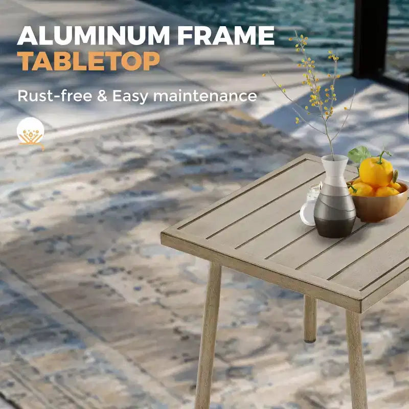 HAPPATIO Ensemble de Meubles d'Extérieur en Aluminium, Ensemble de Meubles de Patio 5 Pièces, 1 Table d'Appoint, 2 Chaises Pivotantes et Ottomans avec Coussins pour Jardin, Terrasse, Bord de Piscine