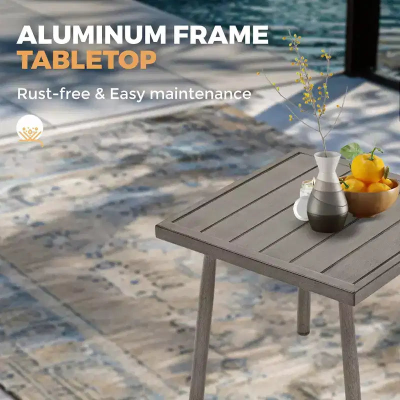 HAPPATIO Ensemble de Meubles d'Extérieur en Aluminium, Ensemble de Meubles de Patio 5 Pièces, 1 Table d'Appoint, 2 Chaises Pivotantes et Ottomans avec Coussins pour Jardin, Terrasse, Bord de Piscine