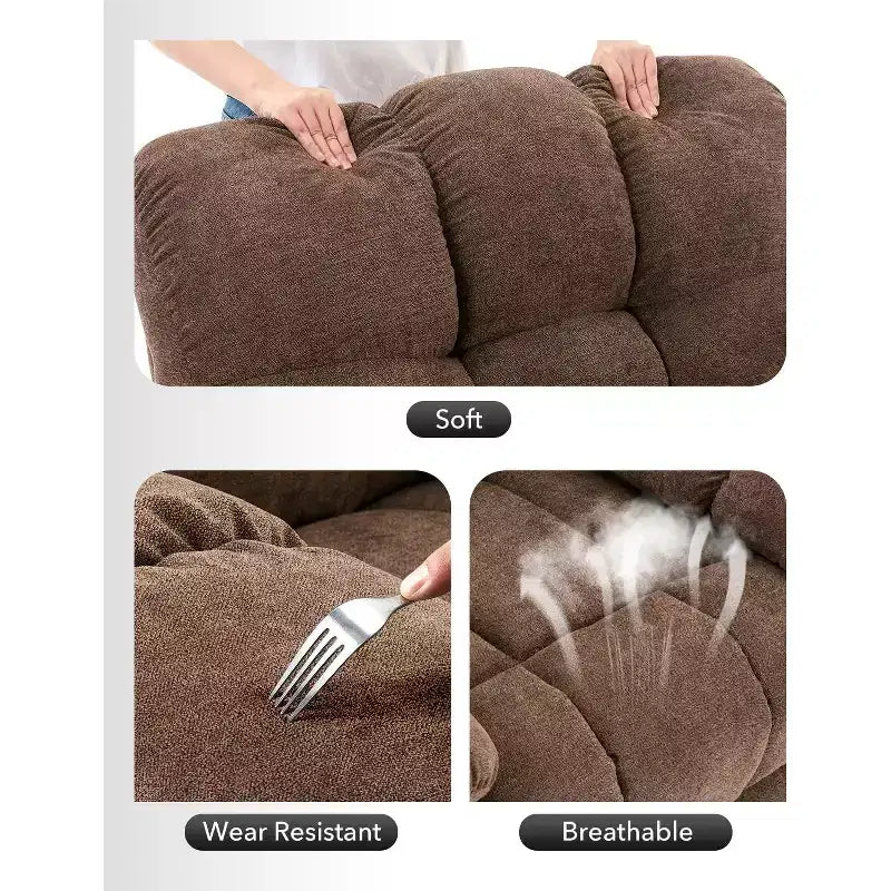 Oversized 360 Swivel Rocker Recliner Chair, Weight Capacity 300LBS Extra Wide Manual Recliners, Chenille Single Lazy Sofa Chair