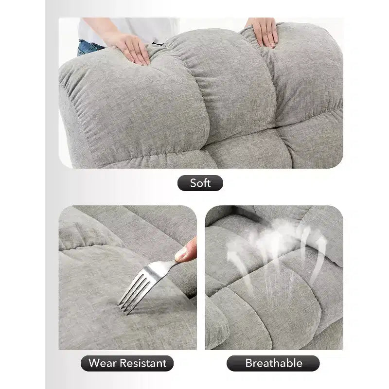 Oversized 360 Swivel Rocker Recliner Chair, Weight Capacity 300LBS Extra Wide Manual Recliners, Chenille Single Lazy Sofa Chair