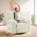 Oversized 360 Swivel Rocker Recliner Chair, Weight Capacity 300LBS Extra Wide Manual Recliners, Chenille Single Lazy Sofa Chair