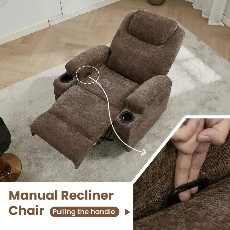 Fauteuil inclinable, fauteuil inclinable à bascule pivotant à 360° pour adultes, pour salon, chambre, maison