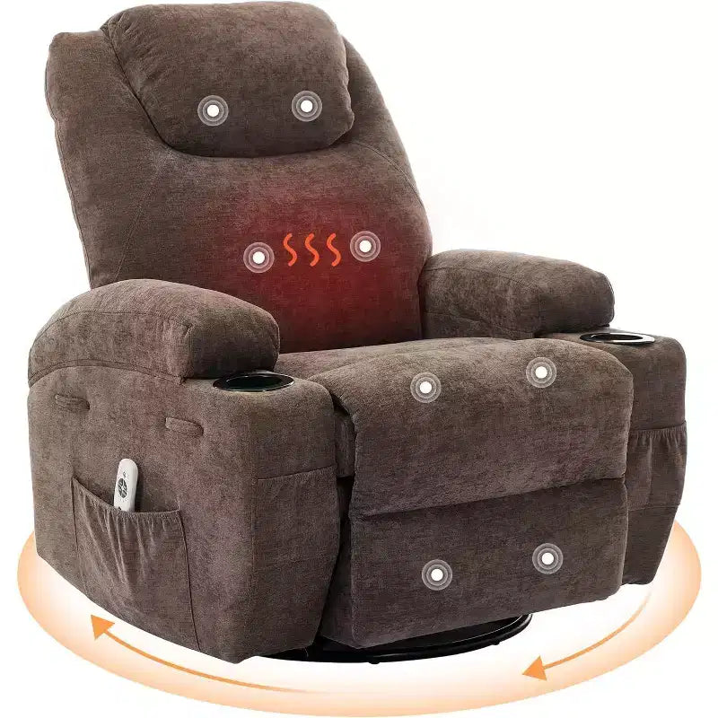 Fauteuil inclinable, fauteuil inclinable à bascule pivotant à 360° pour adultes, pour salon, chambre, maison