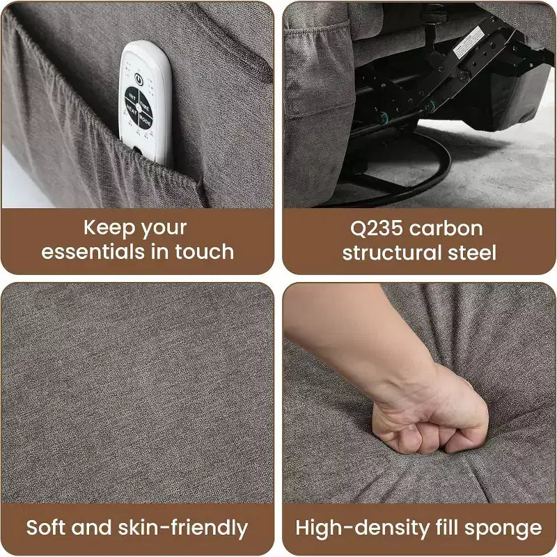 Fauteuil inclinable, fauteuil inclinable à bascule pivotant à 360° pour adultes, pour salon, chambre, maison