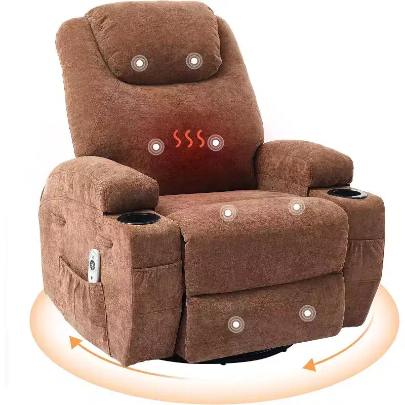 Fauteuil inclinable, fauteuil inclinable à bascule pivotant à 360° pour adultes, pour salon, chambre, maison