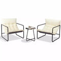 VINGLI 3 - Piece Patio Chair Set with Side Table, Outdoor/Indoor Chairs with Thick Cushions, Heavy Duty 400 LBS Capacity, White