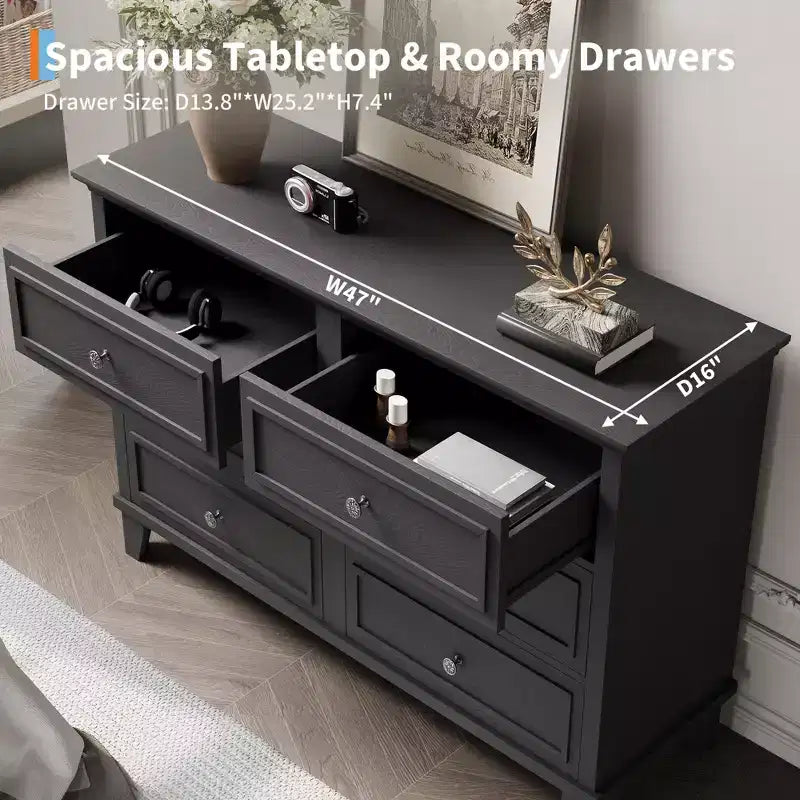 Commode à 3/6/7 tiroirs, commode de rangement en bois avec poignées en métal exquises, commode au design moderne pour chambre à coucher, salon, entrée