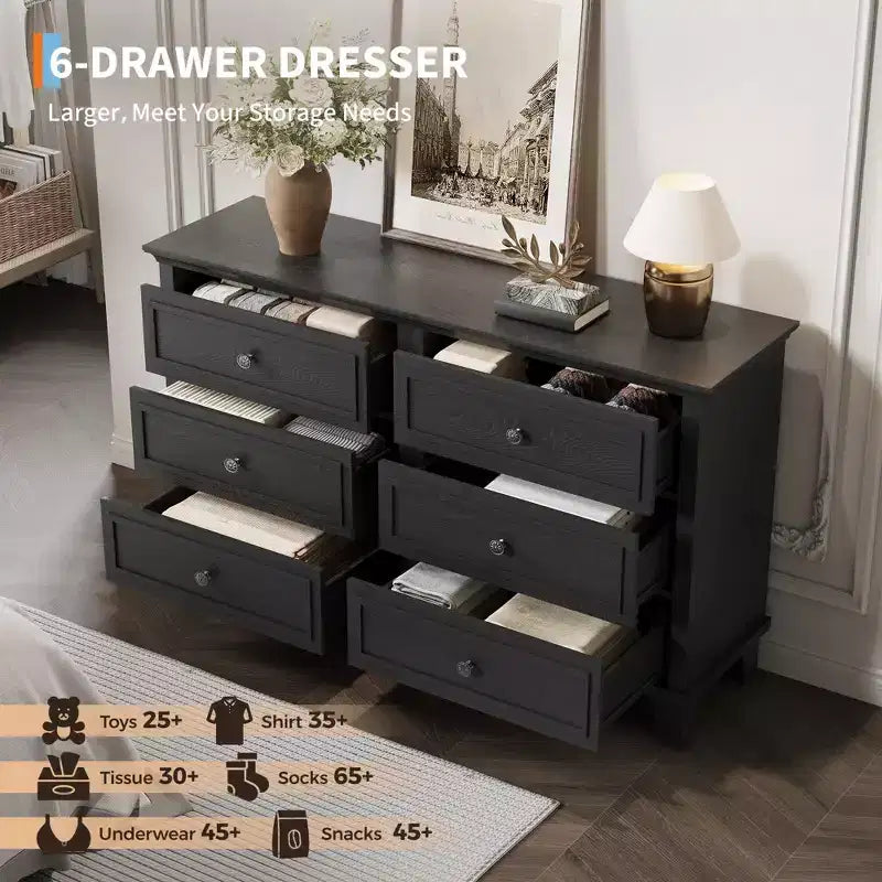 Commode à 3/6/7 tiroirs, commode de rangement en bois avec poignées en métal exquises, commode au design moderne pour chambre à coucher, salon, entrée
