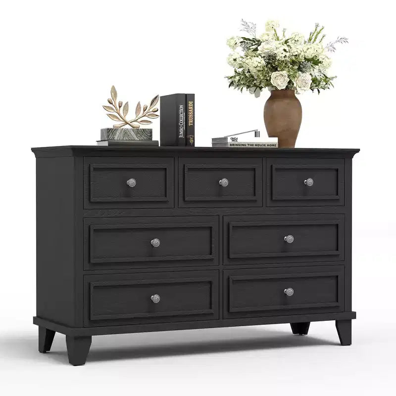 Commode à 3/6/7 tiroirs, commode de rangement en bois avec poignées en métal exquises, commode au design moderne pour chambre à coucher, salon, entrée