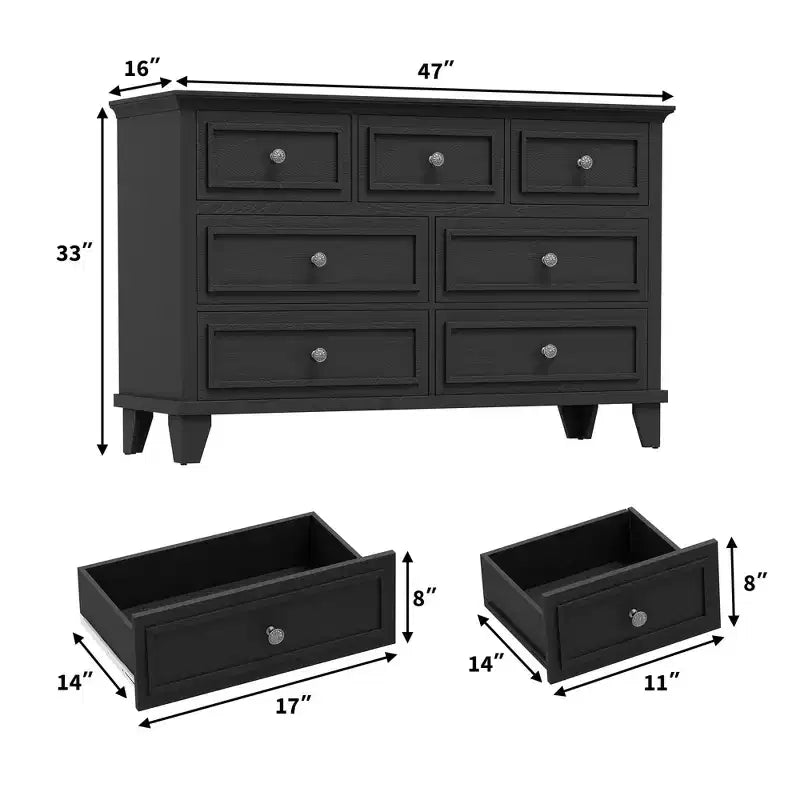 Commode à 3/6/7 tiroirs, commode de rangement en bois avec poignées en métal exquises, commode au design moderne pour chambre à coucher, salon, entrée