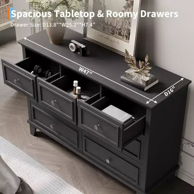 Commode à 3/6/7 tiroirs, commode de rangement en bois avec poignées en métal exquises, commode au design moderne pour chambre à coucher, salon, entrée