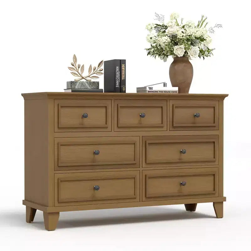 Commode à 3/6/7 tiroirs, commode de rangement en bois avec poignées en métal exquises, commode au design moderne pour chambre à coucher, salon, entrée