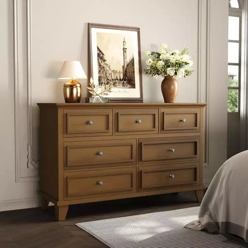Commode à 3/6/7 tiroirs, commode de rangement en bois avec poignées en métal exquises, commode au design moderne pour chambre à coucher, salon, entrée