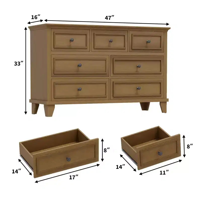 Commode à 3/6/7 tiroirs, commode de rangement en bois avec poignées en métal exquises, commode au design moderne pour chambre à coucher, salon, entrée
