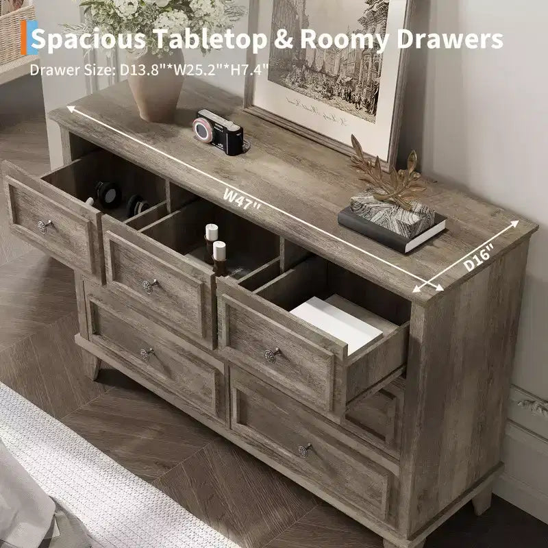 Commode à 3/6/7 tiroirs, commode de rangement en bois avec poignées en métal exquises, commode au design moderne pour chambre à coucher, salon, entrée