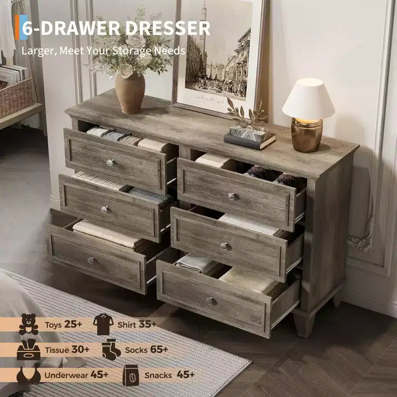Commode à 3/6/7 tiroirs, commode de rangement en bois avec poignées en métal exquises, commode au design moderne pour chambre à coucher, salon, entrée