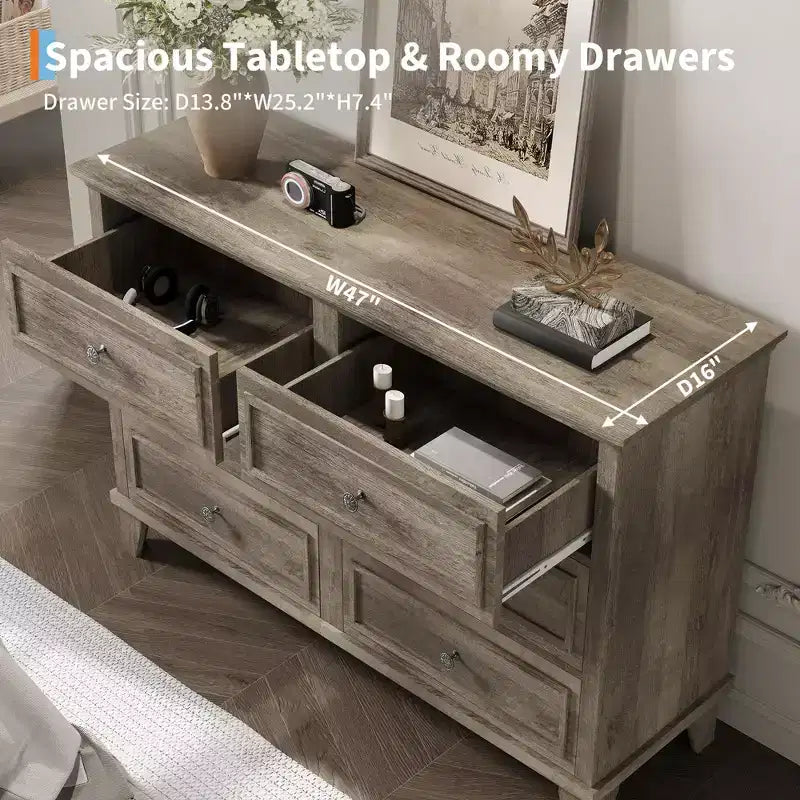 Commode à 3/6/7 tiroirs, commode de rangement en bois avec poignées en métal exquises, commode au design moderne pour chambre à coucher, salon, entrée