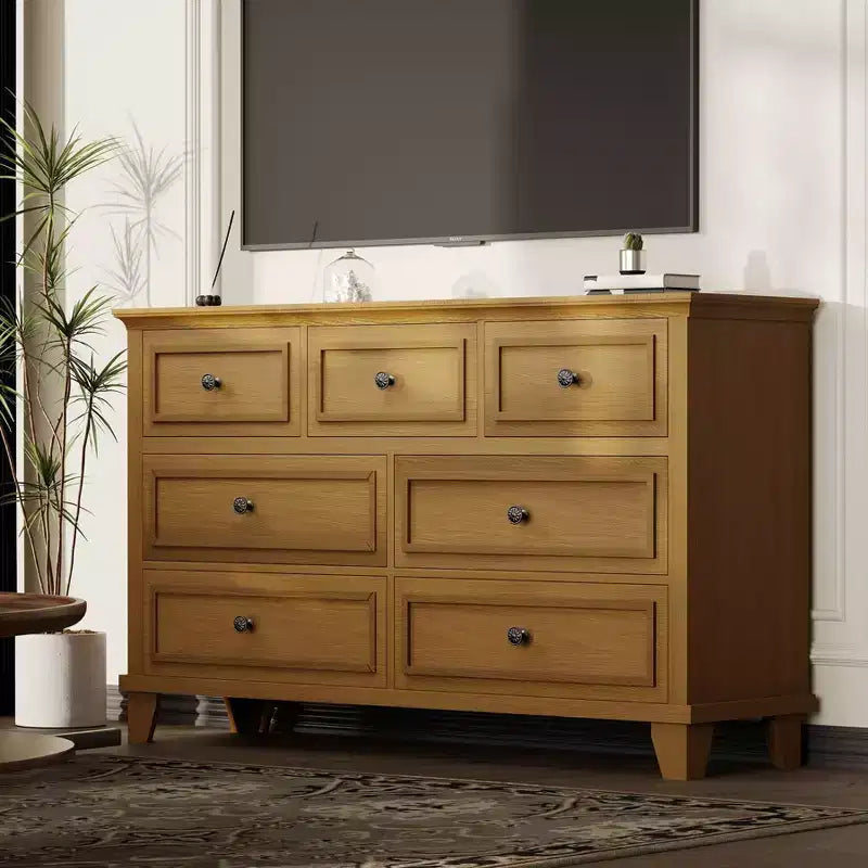 Commode à 3/6/7 tiroirs, commode de rangement en bois avec poignées en métal exquises, commode au design moderne pour chambre à coucher, salon, entrée