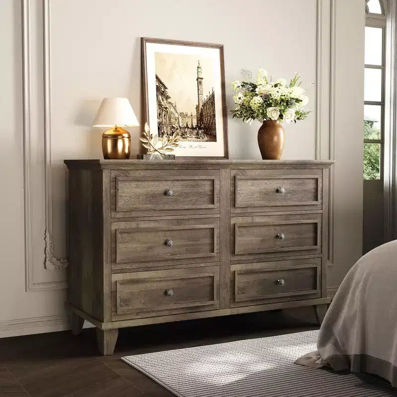 Commode à 3/6/7 tiroirs, commode de rangement en bois avec poignées en métal exquises, commode au design moderne pour chambre à coucher, salon, entrée