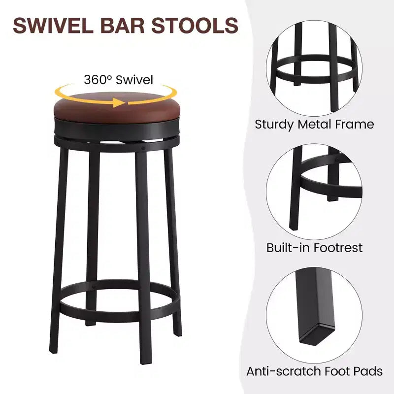 COZONY Lot de tabourets de bar pivotants, tabourets réglables hauteur comptoir, tabourets d'îlot de cuisine pour coin petit-déjeuner, bar de maison, repas sur comptoir